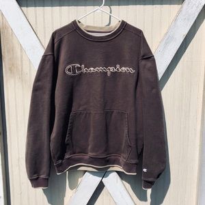 Vintage Champion Crewneck Sweater Brown Retro